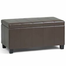 Simpli Home Dover 36 Inch Wide Rectangle Lift Top Storage Ottoman Bench in Up...