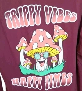 Eighty Eight Brand Herren L T-Shirt Trippy Vibes Happy Times Mushroom Hippie Shirt - Bild 1 von 7