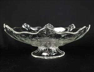 "Tazón ahuecado vintage de 12"" doble flor de lis transparente de vidrio Indiana 607" - Imagen 1 de 12