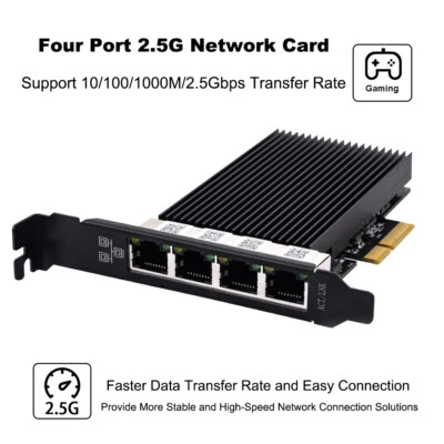 PCIe Intel I226 2.5Gbps 4-Port PCIe Network Adapter Card for Gaming Server PC - Image 1 of 4