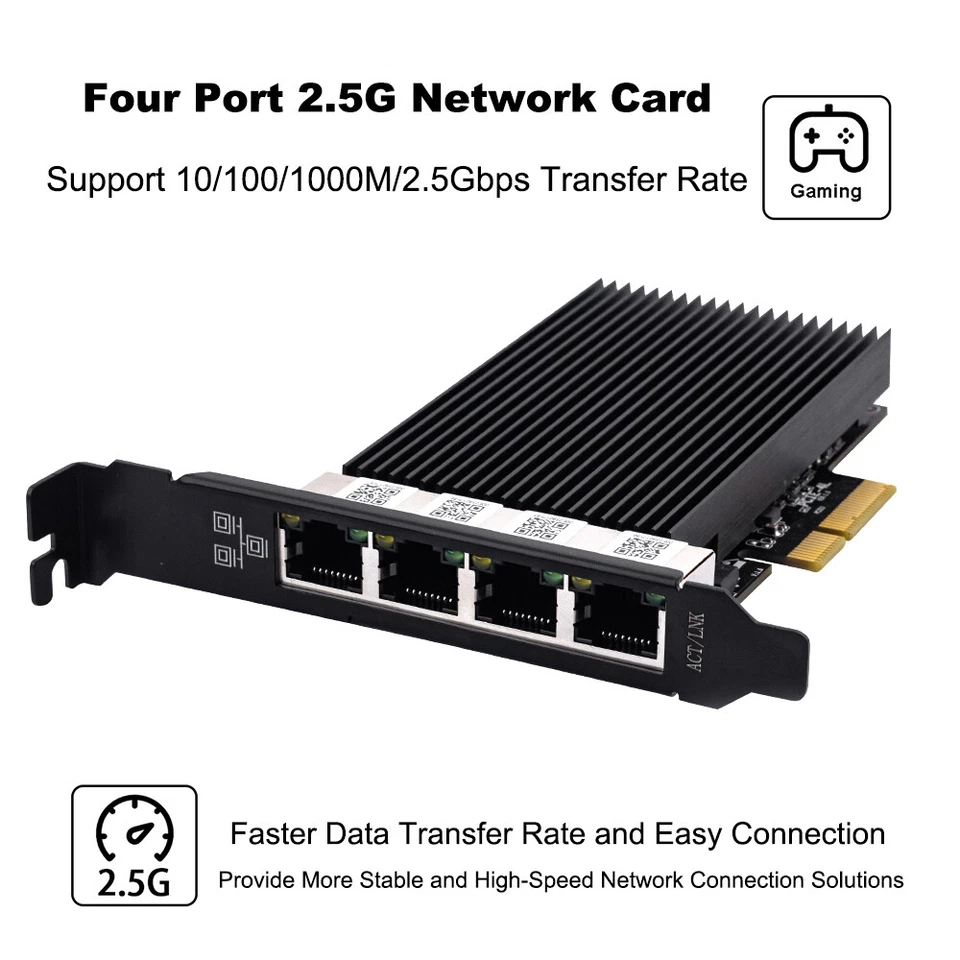 PCIe Intel I226 2.5Gbps 4-Port PCIe Network Adapter Card for Gaming Server PC - Image 1 of 4