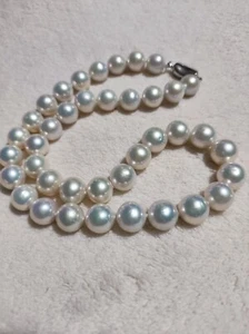 Collana Di Vere Perle 11mm Tipo Australiane Chiusura Argento 925 - Foto 1 di 4