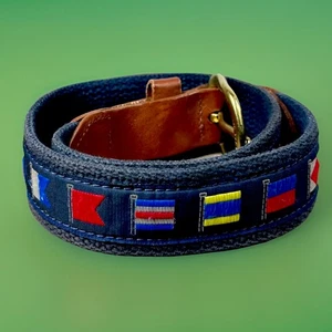 Leather Man Ltd Nautical Code Flag Canvas Belt with Brass Buckle - Youth Sz 24 - Picture 1 of 13