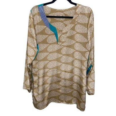Top Dharma para mujer M/L mezcla de seda túnica boho étnica mangas enrollables hechas en la India Foto 1 de 4