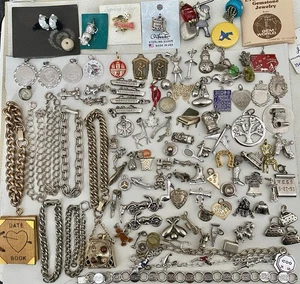 Vintage Loose Fashion Charms & Bracelets Mixed Metals 100+ LOT - Imagen 1 de 12