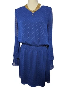 Vestido para mujer White House Black Market azul 10 capas estampado coqueto transparente - Imagen 1 de 7