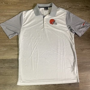 NFL Nike Cleveland Browns Polo On Field Apparel Short Sleeved Large. White/Grey. - Picture 1 of 11