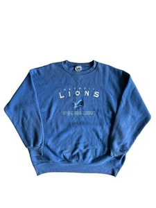 Vintage Lee Sport Detroit Lions 90s NFL Embroidered XL Blue Crewneck Sweatshirt! - Picture 1 of 8