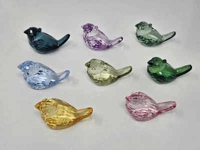 Lot of 8 Assorted Birds Large 2.5" Crystal Acrylic Plastic Pendants Bird Beads - Image 1 of 4