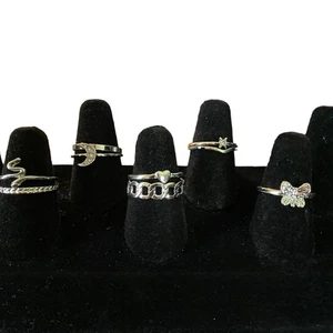 Silver Rings Heart Star Moon Assortment Of Sizes NIP Set Of 9 - Picture 1 of 2