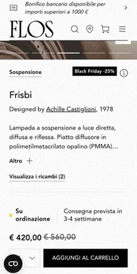 Flos-Frisbi designed by Achille Castiglioni lampada a luce diffusa e riflessa - Immagine 1 di 4