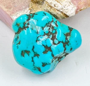 Web Blue Turquoise Cabochon, 63 Ct, Beads Turquoise Gemstone For Jewelry Making - Picture 1 of 5