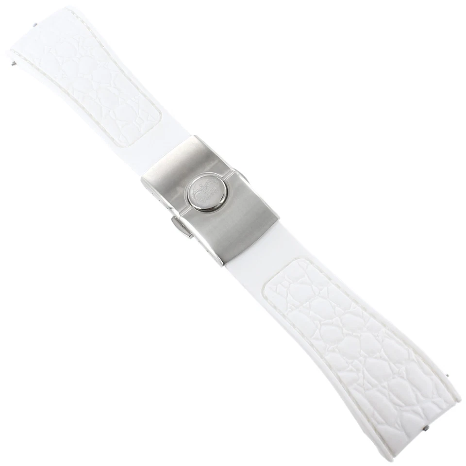 26毫米Glam Rock白色缝制高品质柔软硅胶弧形表带 — 第 1/4 张图片