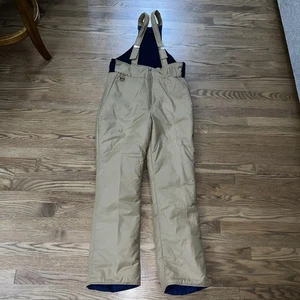 Eddie Bauer Goose Down Bib Overalls  Men's  Tan Insulated Vintage Snow Pants L - Picture 1 of 21