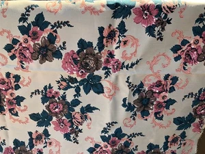 Vintage Reltex upholstery fabric large floral 2 1/2 yards - Picture 1 of 8