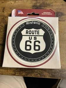 Route 66 B&W Road Sign WaterStone Moisture Absorbent Coasters Set of 2 SEALED - Picture 1 of 5