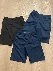 Under Armour Boys Loose Fit Chino Golf Shorts Lot of 3 Size 12 Medium Blue Black - Picture 1 of 5
