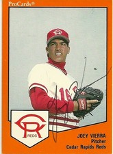 1989 Cedar Rapids Reds JOE VIERRA Signed Card autograph hawaii PROCARDS