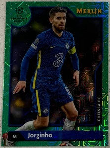 2021-22 Topps Merlin Cromo UCL VERDE MOJO RIFRATTORE Jorginho #d/99 Chelsea - Foto 1 di 2
