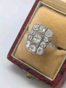 Anello antico in platino e oro con diamanti certificati 2,5 ct. Cluster Art Decò anni 20 - Foto 1 di 21