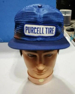 VTG PURCELL TIRES PATCH TRUCKER HAT ALL MESH K BRAND MADE IN USA - Picture 1 of 9