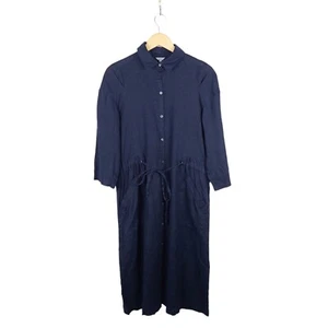 Jigsaw Women's Navy Blue Button Up Linen Dress Size Small - Oversized - Picture 1 of 5