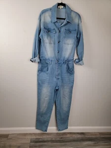 Listicle Denim Jumpsuit Cowgirl Western Boho Sz L Blk2 - Picture 1 of 7