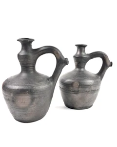 Set of 2 Antique Blackened Rare Small Water Drinking Pitchers Circa 1908 - Picture 1 of 14