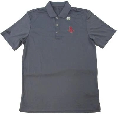 New Houston Rockets Mens Sizes S-M-L-XL-2XL 3-Button Gray Polo Adidas Shirt - Image 1 of 4