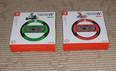 Hori Mario (Red) + Luigi (Green) Deluxe Wheel Attachments for MarioKart 8 New! - Image 1 of 3