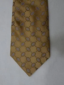 Stafford 100% Silk Mens Necktie Gold Yellow Circles Polka Dot Paisley Tie 58" 4" - Picture 1 of 4