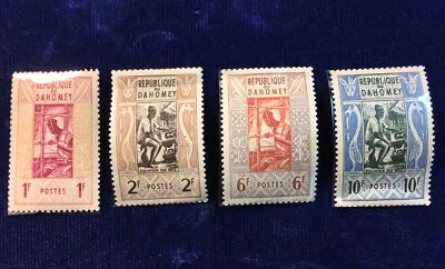 NANEE-B) FOUR STAMPS OF DAHOMEY#141-142-145-146-M-OG-NH, 1FR-2FR-6FR-10FR, T68 - Image 1 of 4