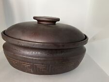 VINTAGE 70'S ROYAL DOULTON GRECIAN KEY OVAL STONEWARE CASSEROLE DISH WITH LID