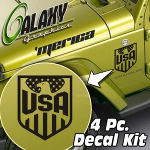 Side Hood Decal Kit for Jeep Wrangler- American Flag Eagle Sticker TJ LJ JK - Picture 1 of 6