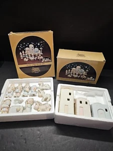 1982 Precious Moments •Come Let Us Adore Him• Nativity + Bldgs. Missing Palm tre - Picture 1 of 5