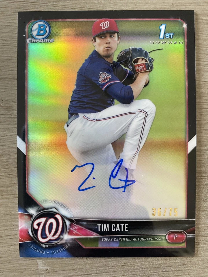 2018 Bowman Draft Chrome Draft Black Refractor 36/75 Tim Cate #CDA-TCA Auto - Image 1 of 1