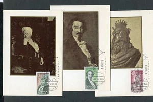 SPAIN 1972, FAMOUS SPANIARDS, CELEBRITIES, Scott 1698-1700, ON 3 MAXI CARDS - Picture 1 of 1