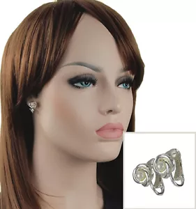 Lovely Small White Faux Pearl Knot Stud Clip On Earrings Silver Tone 3/8" - Picture 1 of 5