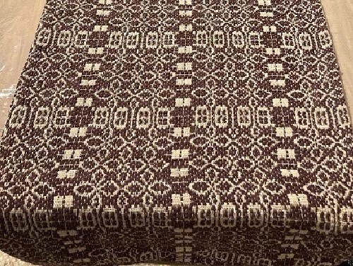 New Primitive Colonial TAN BROWN QUEEN COVERLET Woven Bedspread - Image 1 of 1