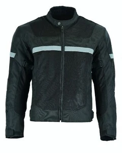 Men's Motorcycle Perforated Textile & Mesh 3 Season Jacket w/ Armors & Pockets - Picture 1 of 11