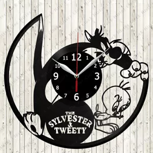 Tweety Bird And Sylvester Vinyl Record Wall Clock Decor Handmade 7285 - Picture 1 of 12