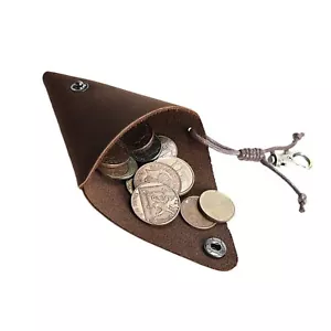Grease Finish Leather Mini Coin Pouch Purse Small Change Pouch Wallet Coin Ba... - Picture 1 of 9