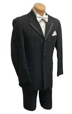 Men's Black Oscar de la Renta Tuxedo Jacket Four Button Frock Groom Mason 40R - Image 1 of 4