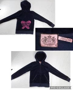 Juicy Couture Juniors/Kids Velour Hoodie Size 10 Navy Blue #J1859 - Picture 1 of 8