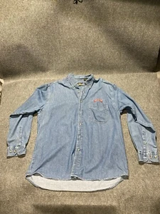 Blue Generation Denim Shirt Men’s Size L Blue Long Sleeve Button Up Land O Lakes - Picture 1 of 11