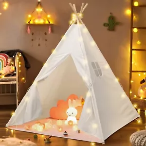 Large Kids Teepee Lace Wood Indian Tent Child Indoor&Outdoor Play House Tent UK - Picture 1 of 14