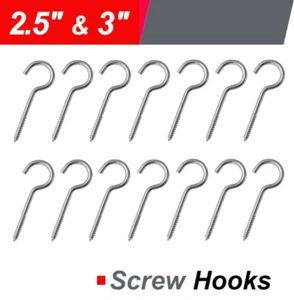 14 Packs 2.5" & 3" Steel Ceiling Hooks Mount Cup Hooks Screw In Hanger Holder - Picture 1 of 4