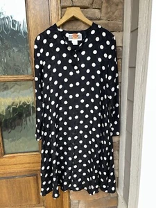 Vintage Pat Argenti Black and White polka dot dress 100% pure silk Size 8 - Picture 1 of 8
