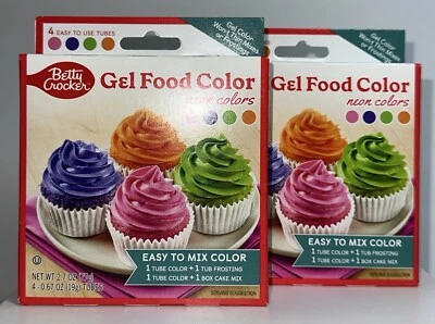 Betty Crocker 凝胶食品颜色霓虹色 2 件装全新 — 第 1/4 张图片