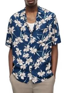 Camisa Biarritz XXL Allsaints Para Hombre Azul Tinta Hawaiana Calce Relajado Nueva con Etiquetas Precio de venta sugerido por el fabricante 199 USD - Imagen 1 de 11